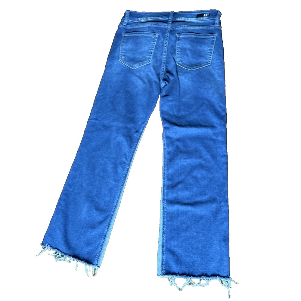 KUT Jeans Womens 6 blue color block Straight Distressed Detailing Fun SOHO BOHO - Picture 13 of 13